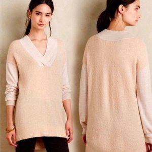 Anthropologie Moth Tan Cream Long Sleeve Fall Winter Textured Wool Alpaca S